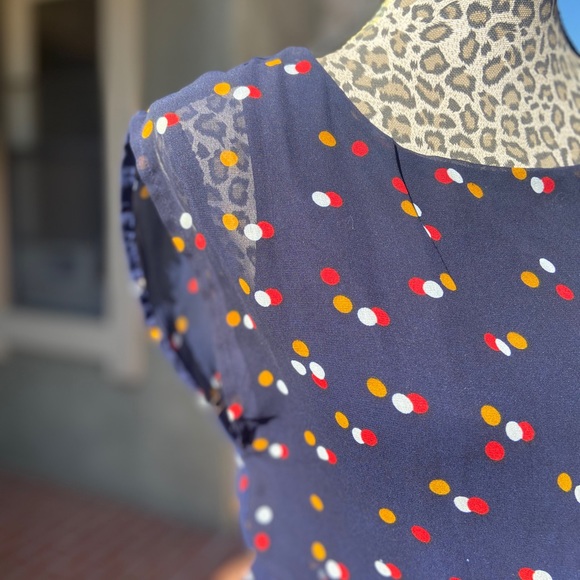 Polka dot Mini dress. Navy Blue. - Picture 4 of 5